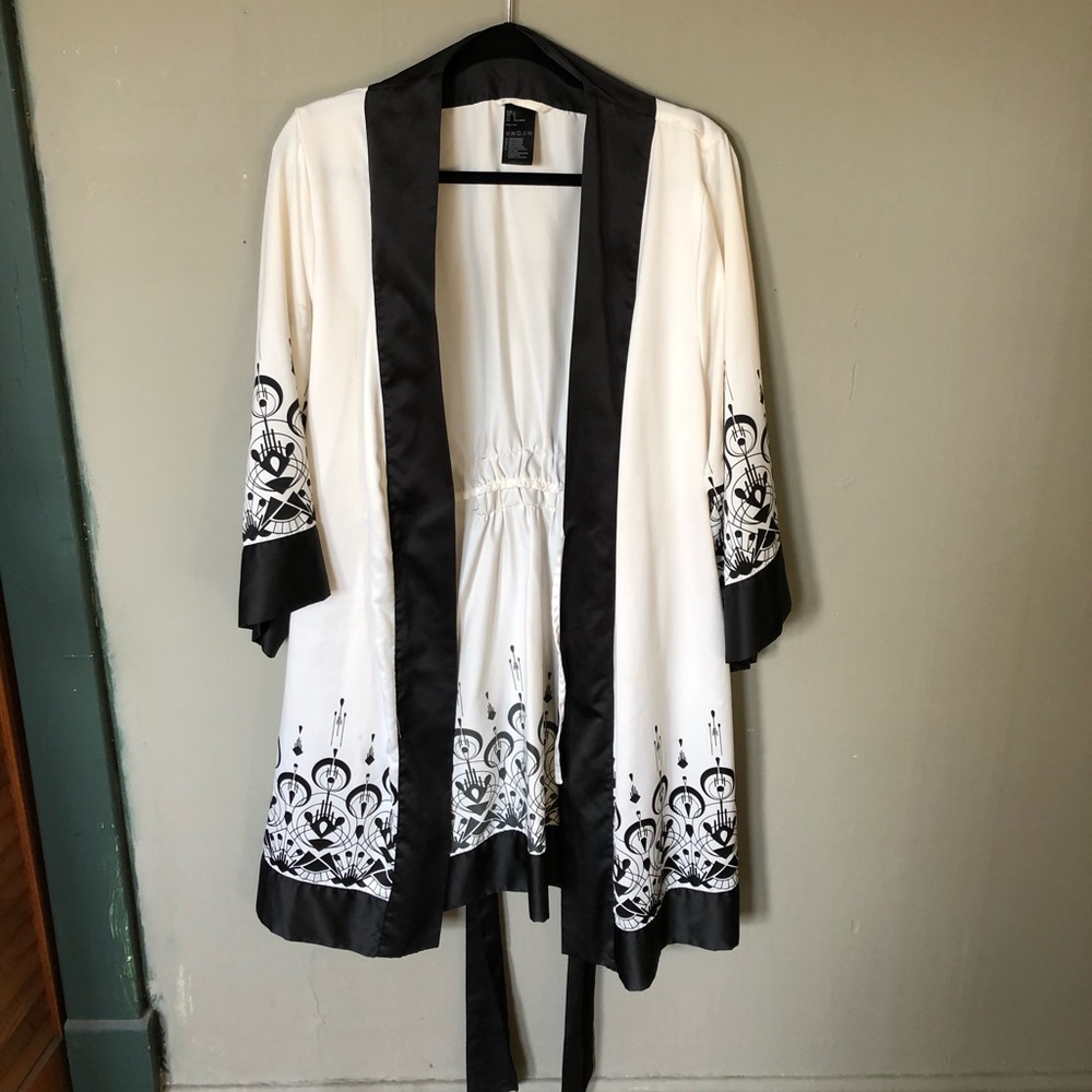 Black & White Silk Robe